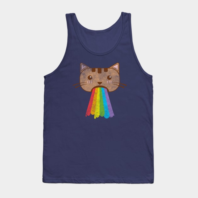 Vintage Rainbow Cat Vomit Tank Top by theglaze